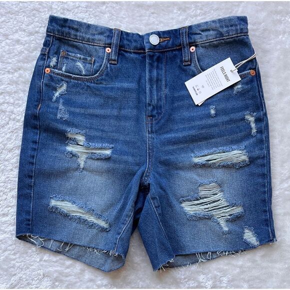 NWT BlankNYC The Warren Distressed Cutoff Jean Shorts in Ground Rules, Size 26 - Picture 5 of 9